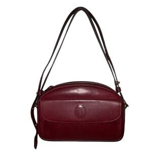 Cartier Must de Cartier Burgundy Leather Crossbody Shoulder Bag With Dustbag